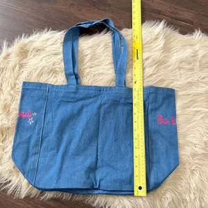 Hoodies For Heroes "kindness is free" Colorful Star Patch Denim Tote Bag thumbnail 8