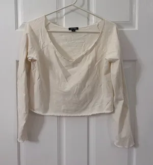 Wilfred Cream Long-Sleeve V-Neck Top thumbnail 1