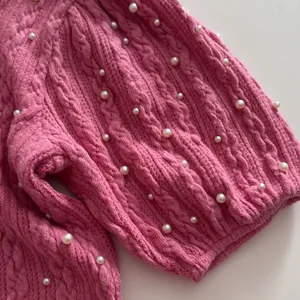 ZARA Pink Pearl Knit Sweater Top NWT thumbnail 7