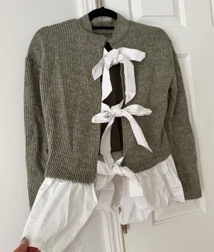 Anthropologie Maeve Bow-Back Twofer Oversized Top/Sweatshirt, Size XS thumbnail 11