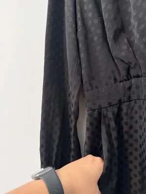 Ali‎ Jay Jumpsuit Size Medium Black Polka Dot Long Sleeve Pocket Mob Wife Retro thumbnail 7
