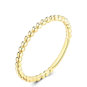 Dainty 14k‎ Gold Plated S925 Bead Ball Ring Jewelry, Size 6 thumbnail 15