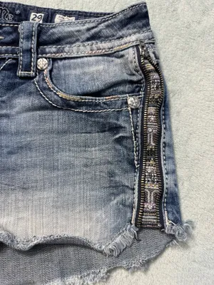 Miss Me Side Zip signature Shorts Cut off denim jean embroidered pocket thumbnail 5