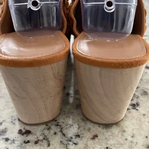 J.Crew Braided Clog Mules Tan Suede Wood‎ Platform Studded BJ249 Mens 9.5 NWOB thumbnail 6