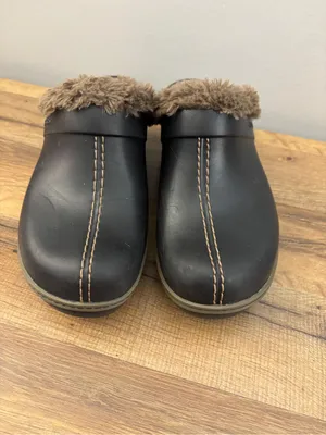 Crocs Eva Faux Fur Lined Wedge Clogs Mules Brown thumbnail 4