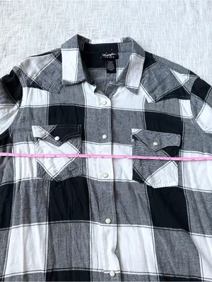 Wrangler "Retro" Long Sleeve Western Plaid Snap Flannel 🔲 Size Large thumbnail 2