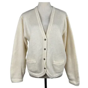 Karen Scott Cream Wool Blend Cardigan Sweater Womens Knit Button‎ Front Pockets thumbnail 1