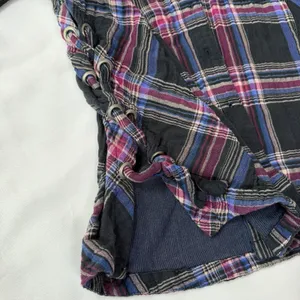 Free‎ People Cozycore Plaid Button Up Shirt Oversized Lace Up XS Grunge Boho thumbnail 10