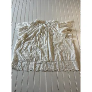 Jennifer & Grace White Eyelet Blouse Embroidery Ruffle Cap‎ Sleeve XL NWT thumbnail 2