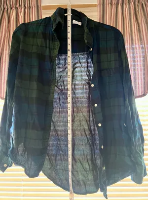 Gap Green and Navy Blue Plaid Button Down Flannel Shirt thumbnail 1