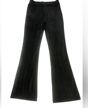 Allie Rose Black velour corduroy Flare Boot Cut Pants with back pocket Sz Med thumbnail 3