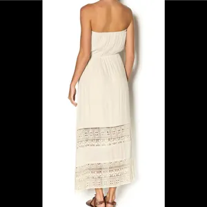 Sweet Journey Beige Lace Trim Maxi Dress Resortwear Sleeveless Vacation S Boho Beach Cruise thumbnail 2