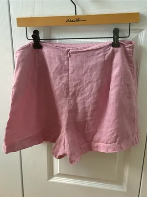 Reformation France Linen Two Piece Skort and Top Set in Pink thumbnail 5