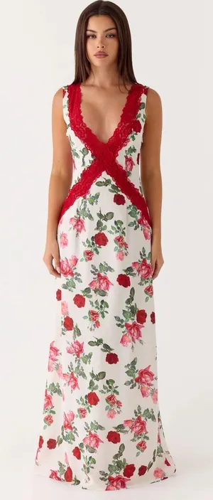 Peppermayo Aoifie Maxi Dress Size XL Ivory Bloom Floral Lace Low Back Evening thumbnail 1