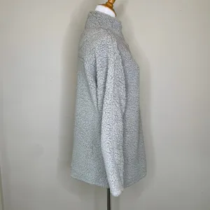 Gray Teddy Sweatshirt Pullover 1/4 zip Small Normcore Gorpcore thumbnail 4