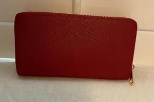 Classic Red Zip-Around Wallet with Gold Hardware thumbnail 1