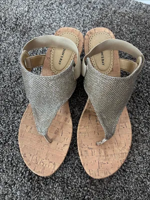 St. John's Bay Metallic Gold Thong Cork Sandals thumbnail 2