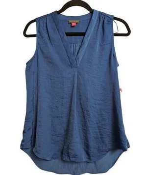 NWT Vince Camuto Sapphire Blue Cobalt V Neck Sleeveless Polyester Blouse Size XL thumbnail 1