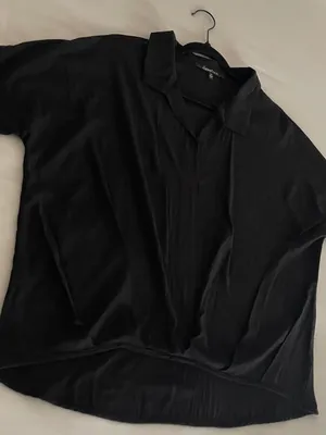 Chic Black Ribbed Twist-Front Short Sleeve Top Si thumbnail 3