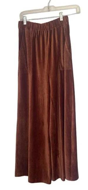 Doe & Rae Corduroy Wide Leg Pants Drawstring Copper thumbnail 1