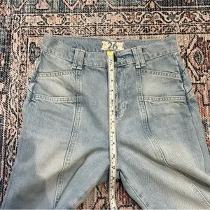 Free People We the Free Let Sunshine In Wide leg Cropped Jeans Sz 26 Light Wash thumbnail 8