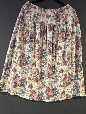 Vintage 80s 90s LA Transfer Floral Skirt Rose Cottagecore Prairie Made USA cotta thumbnail 4