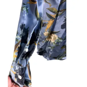 Elie‎ Elie Tahari Womens Blue Floral Satin Button Down Blouse Size Small NWT thumbnail 10