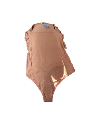 Free People Ava Puff-Sleeve Bodysuit Size M Pink Cinnamon thumbnail 2