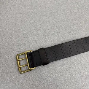 Lauren Ralph Lauren Belt Womens M Brown Leather Perforated Double Prong Buckle thumbnail 2