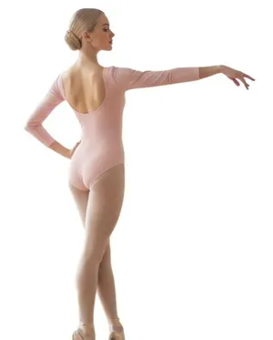 Capezio Adult Pet XS 2-4 Leotard Pink Long Sleeve Scoop Neck Dance Yoga Gym thumbnail 1