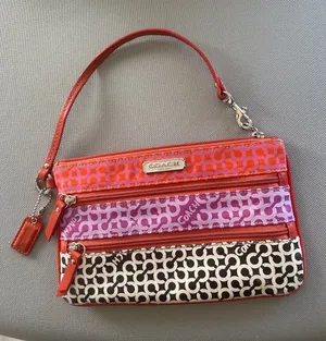 COACH Multicolor Signature Wristlet - Red, Pink, Purple, Black vintage thumbnail 1
