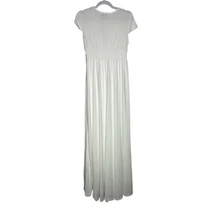 Dress Day White Maxi Dress‎ Womens Large V Neck Empire Waist Flowy Boho Formal thumbnail 2