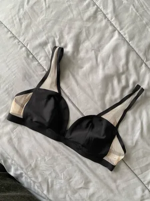 Victoria's Secret NWOT Bralette Plunge Black & Beige Mesh Size LARGE thumbnail 4