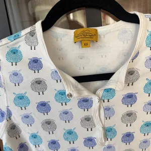 Roller Rabbit henley pajamas top pima long sleeve sheep print cotton pjs tee thumbnail 3