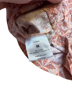 ✨🌸 ECOTHREADS Linen Blend Puff Sleeve Floral Peasant‎ Top Medium 🌸✨ thumbnail 5