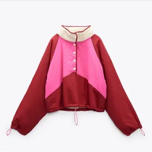 Zara Cropped Shearling Retro Colorblock Jacket M thumbnail 2