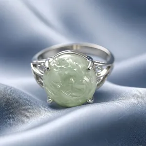 Gorgeous Stainless Steel Silver w/ Gorgeous Frosted Cream Color Gemstone Size 6 thumbnail 2