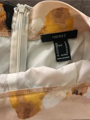 Forever 21 Light Yellow Floral Wide Leg Pants with Black and Mustard Accents thumbnail 3
