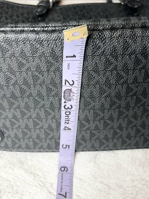 Michael Kors Black Signature MK Logo Jet Set Tote Bag with Front Pocket thumbnail 15