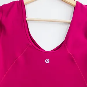 Lululemon Align V-Neck‎ Cropped Long Sleeve Top Magenta Purple Women 2 Gym Yoga thumbnail 11
