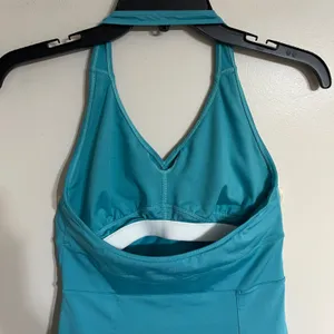 Reebok Womens Teal‎ Blue Halter Athletic Dress Built in Bra Laser Cut Eyelet S thumbnail 11