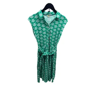 Boden Women's A-Line Green Flora Charm Button Down Shirt Tie Waist Dress Sz 2 thumbnail 2