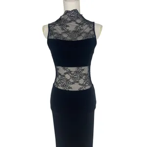 Alice + Olivia Nichol Lace Panel Sleeveless Maxi‎ Dress Black Size 6 NWT thumbnail 4