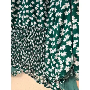 Green Floral Smocked Midi Dress Women Medium Prairie Cottagecore Dainty Granola‎ thumbnail 5