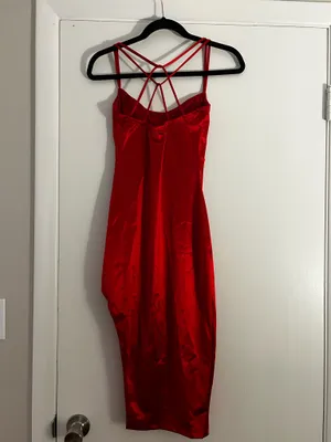 Windsor Red semi formal satin dress thumbnail 2
