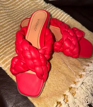 Vionic Braided Slide Mules in Fuchsia thumbnail 1