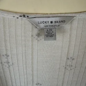 Lucky Brand Boho Peasant Blouse Size Large Tassel Tie thumbnail 4