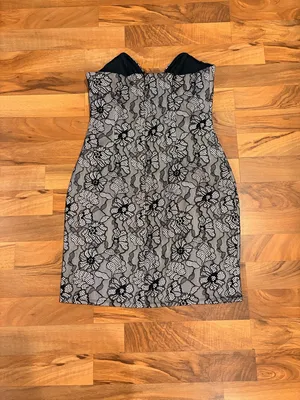 ASOS Black and Gray Lace-Effect Mini Dress thumbnail 3