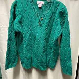 Vintage ☘️American Weekend green size M Ramie cotton sweater. Hong Kong thumbnail 1