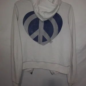 PINK VS L Hoodie Zip Front Sweatshirt Peace Jacket in White thumbnail 3